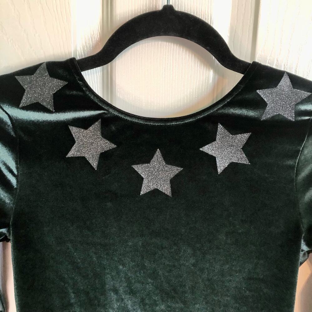 NWT Victoria's Secret Sport Size XS Dark Green Velvet Bodysuit Black Stars - Picture 3 of 8